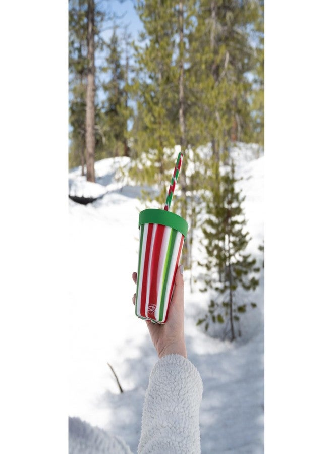Silipint: Silicone 16 oz Straw Tumbler:4 Pk - Peppermint, Poinsettia, Classic Red & Green - Unbreakable, Holiday Gift, Sustainable - Image 5